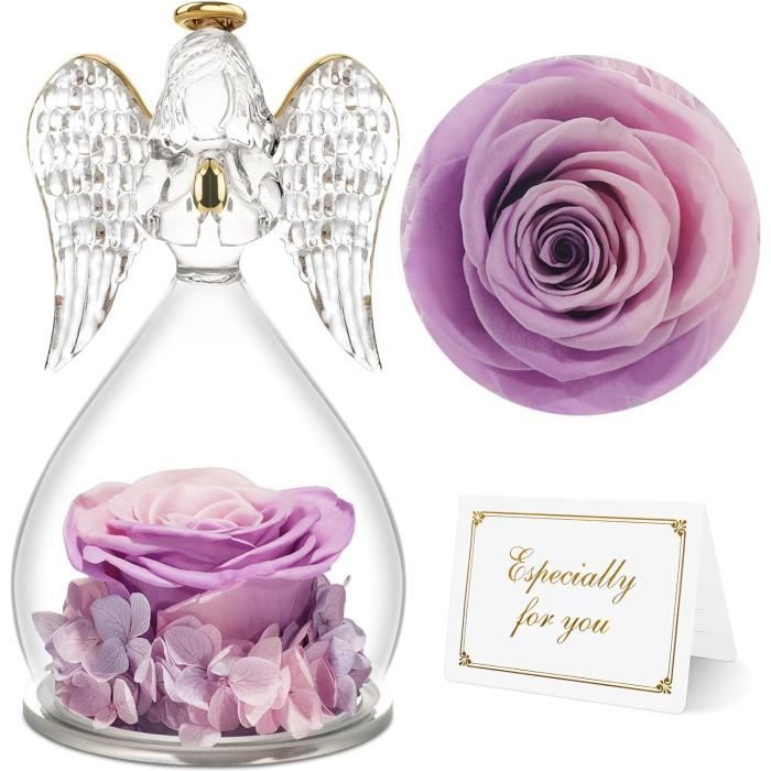 Rose Eternelle Cadeau Femme,Fleur Eternelle Cadeau Anniversaire Femme Mariage,Rose Éternelle Guardian Ange Figurine Cadeaux Maman - Maison