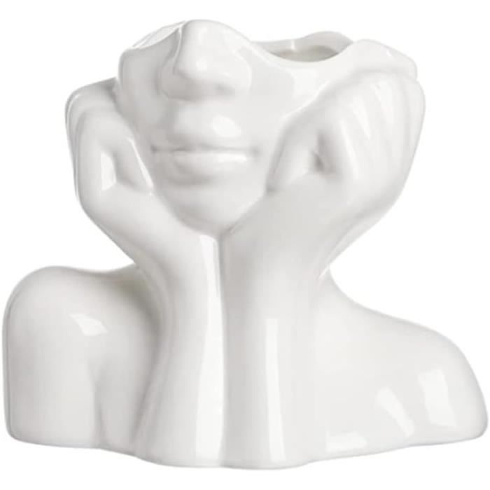 Winter Shore Vase Blanc Céramique en Forme de Visage - Pampa, pour