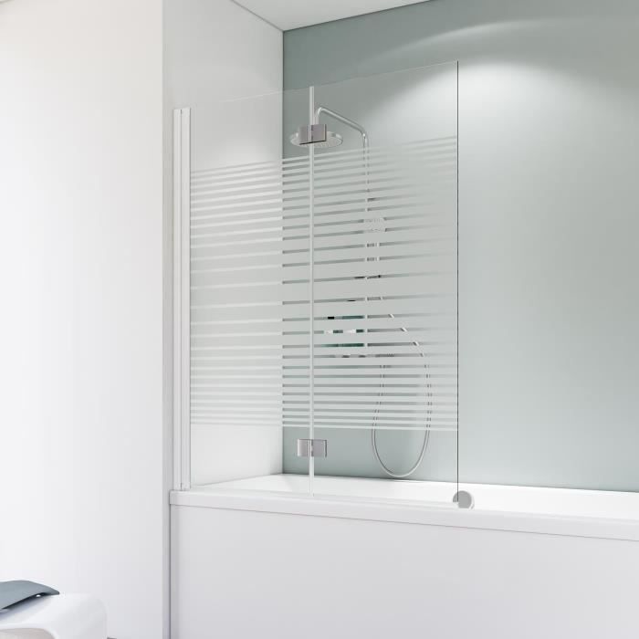 Pare baignoire relevable, coulissant et pivotant, 2 volets, Atelier du  Bain, verre 3mm transparent,106 x 140-173 cm, profilé noir - Cdiscount  Bricolage