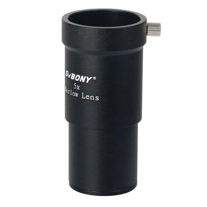 Svbony Lentille Barlow 5X Métal Lentille Apochromatic Barlow 1,25"(31,7mm) pour Oculaires Universel Télescope