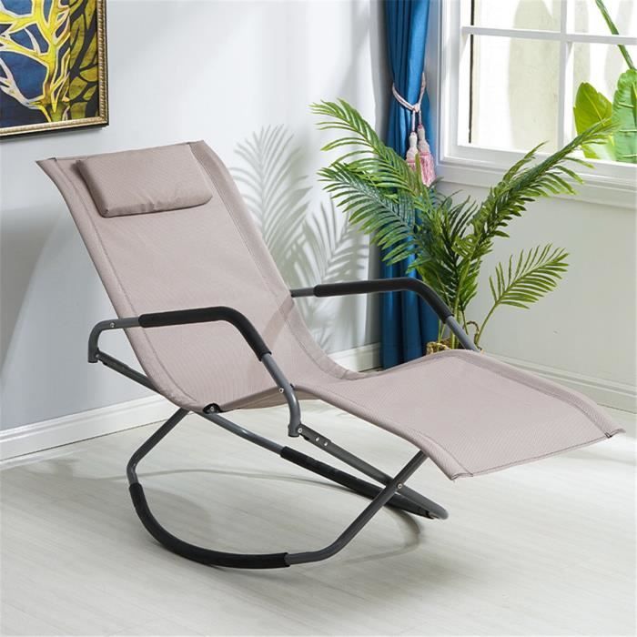 TEMPSA Fauteuil à Bascule Dossier Inclinable Réglable Chaise Longue