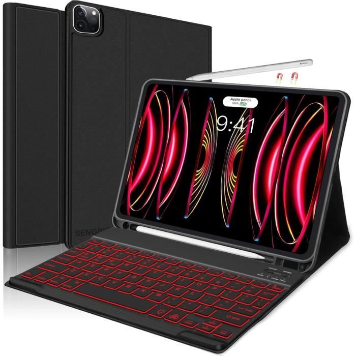 Étui Clavier Pour Ipad Pro 12.9 - Azerty Rétroéclairage 7 Couleurs Usb