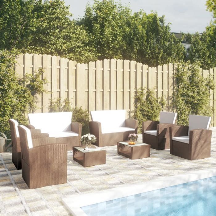 Salon de jardin vidaXL 8 pcs résine tressée - vue 4