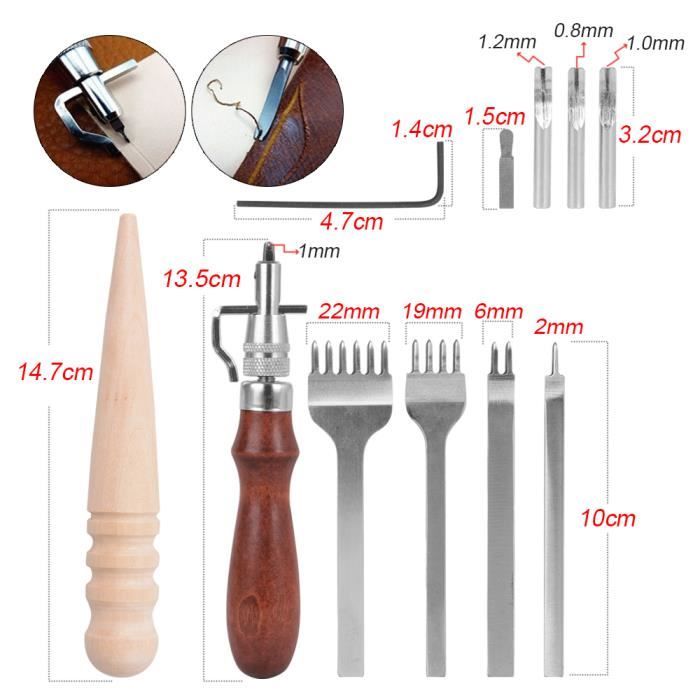 Espacement 4mm IPOTCH Kit Outils Perforatrice 3 Pcs DIY Cuir Kit Outils Perforatrice pour Artisanat du Cuir Griffe 