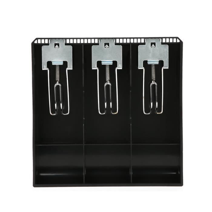Plateau D’Insertion Tiroir-Caisse 4 Factures 3 Compartiments Monnaie – 32 X 24,5 Cm – ABS Robuste Noir