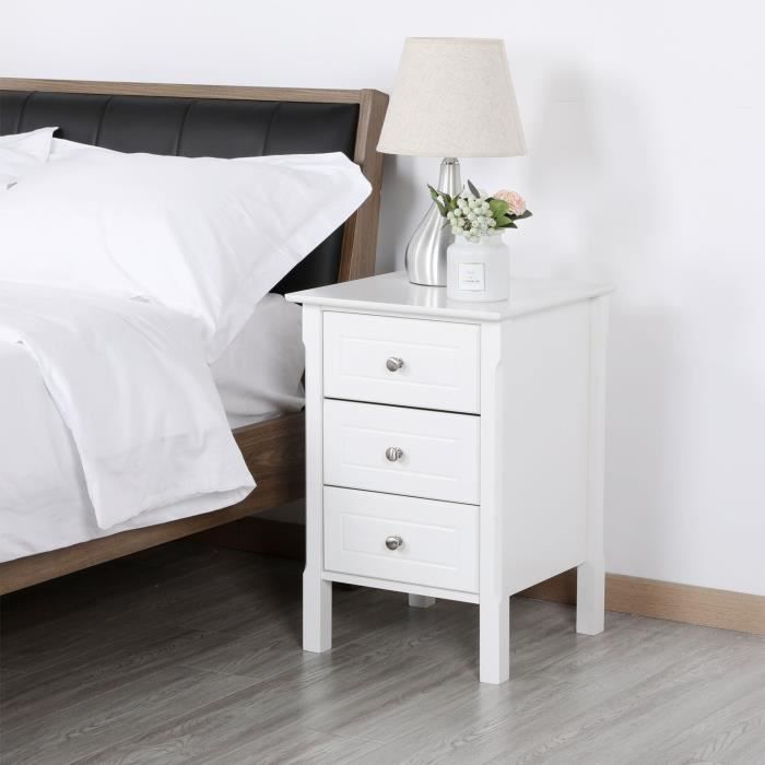 Yaheetech 2 Tables De Chevet En Bois Blanche Table De Nuit Moderne 40 X 40 X 60cm Bout De Canape Cdiscount Maison