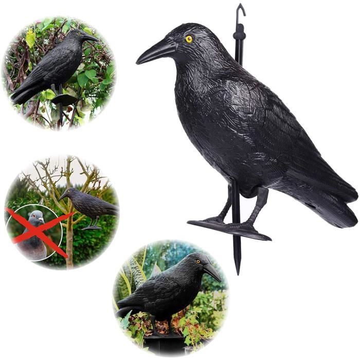YOSOO Epouvantail Oiseau Corbeau Plastique avec Plumes pour Jardin et Terrasse