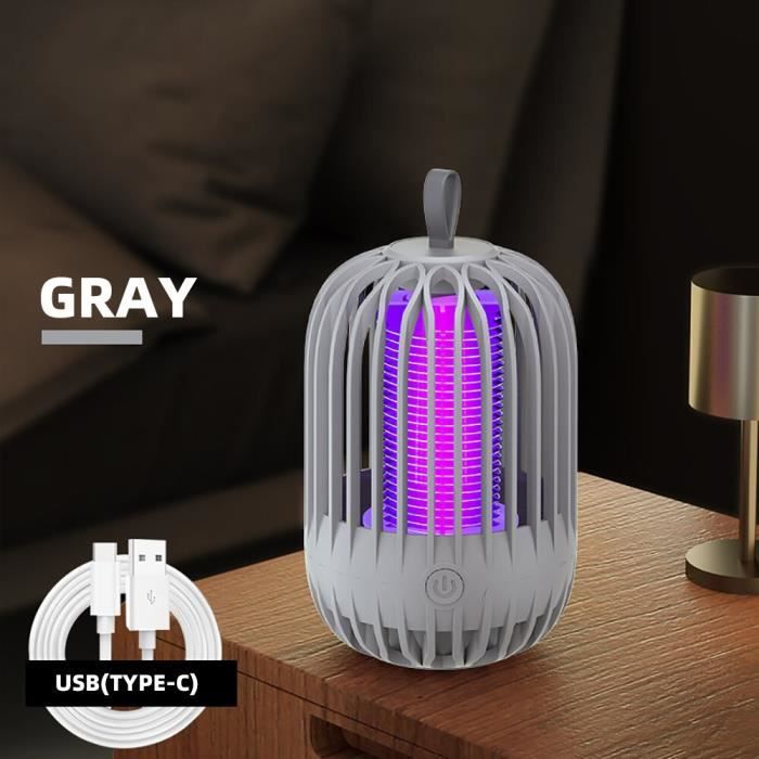 Zapper anti-insectes pour intérieur et extérieur, étanche, anti-moustiques électrique rechargeable avec lumière LED, piège à mouches intérieur 2000 V pour maison, jardin, camping, noir
