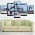 5 Parties Tableau Decoration Murale Salon Chambre Cadre Avion Militaire Italien Boeing Ah-64 Tableaux 150x80cm[68]-1