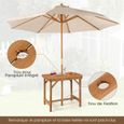 COSTWAY Table de Jardin Extérieure en Bois de Sapin avec Trou de Parapluie 4CM pour 4-6 Personnes 100 x 60 x 75 cm Charge 180KG-1