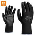 12 paires de gants de travail de sécurité enduits de PU noir, légers pour le jardinage, les constructeurs, le[S25]-1