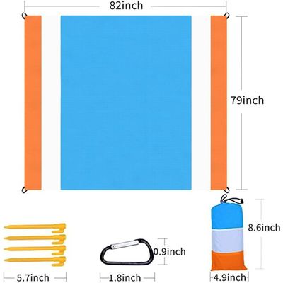 Tapis De Plage Imperméable 250x200cm - Anti-Sable Avec 4 Clous - Pour Plage, Camping, Pique-nique