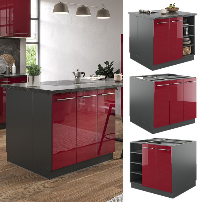 Îlot De Cuisine Vicco Fame-Line - 90 Cm - Blanc Chêne - Neuf En Carton