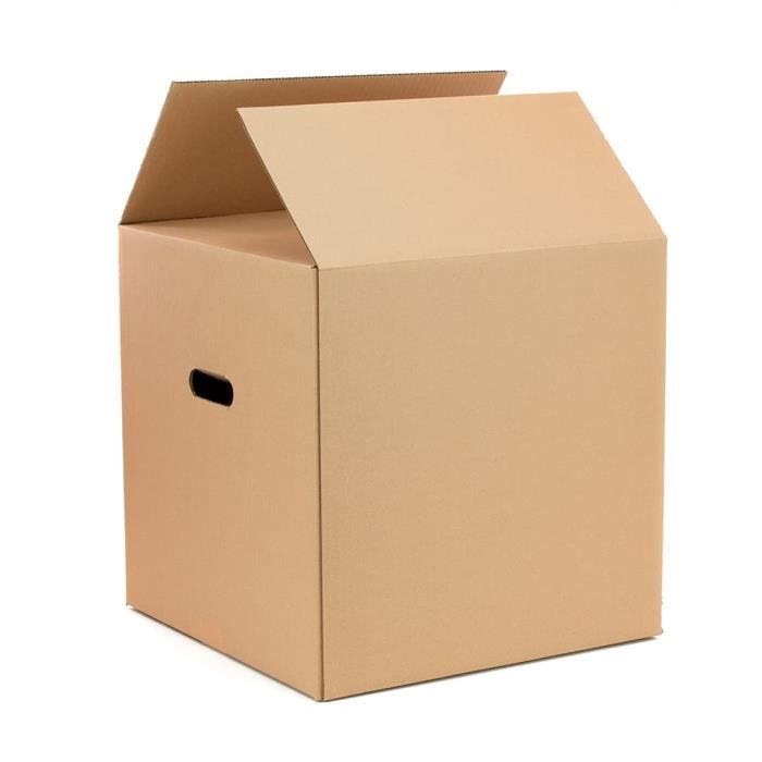 Lot de 20 boîtes en carton en 60x40x40 et 10 boîtes en 40x30x27 pour  déménagement, envoi ou stockage. Carton haute résistance 20 kg avec  poignées intégrées adaptées au port de charge lourde. 