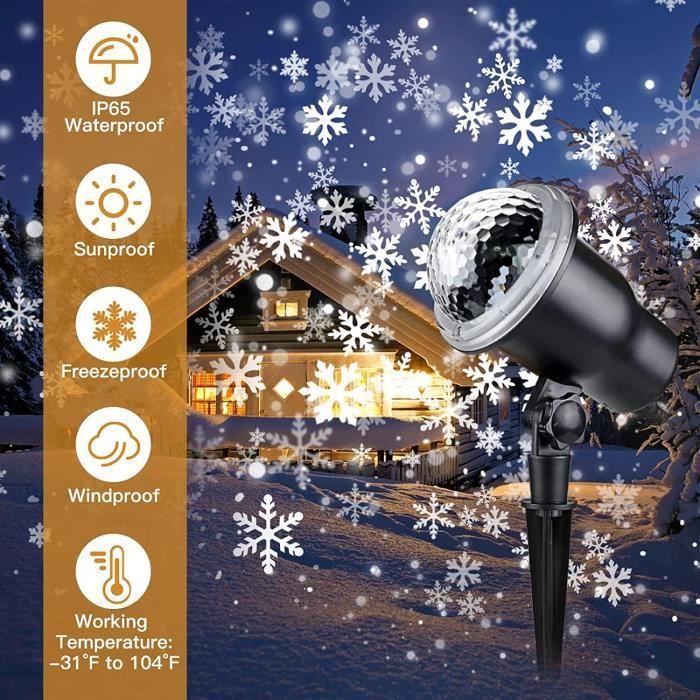 Projecteur noël lampe led, lumière projecteur flocon de neige, éclairage de  nuit dynamique blanc, projecteur noel exterieur, angle - Cdiscount Maison