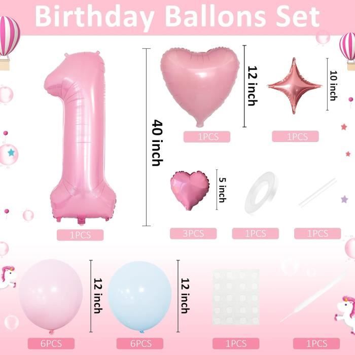Ballon hélium - Ballon numéro - Numéro 1-1 an - Anniversaire - Or