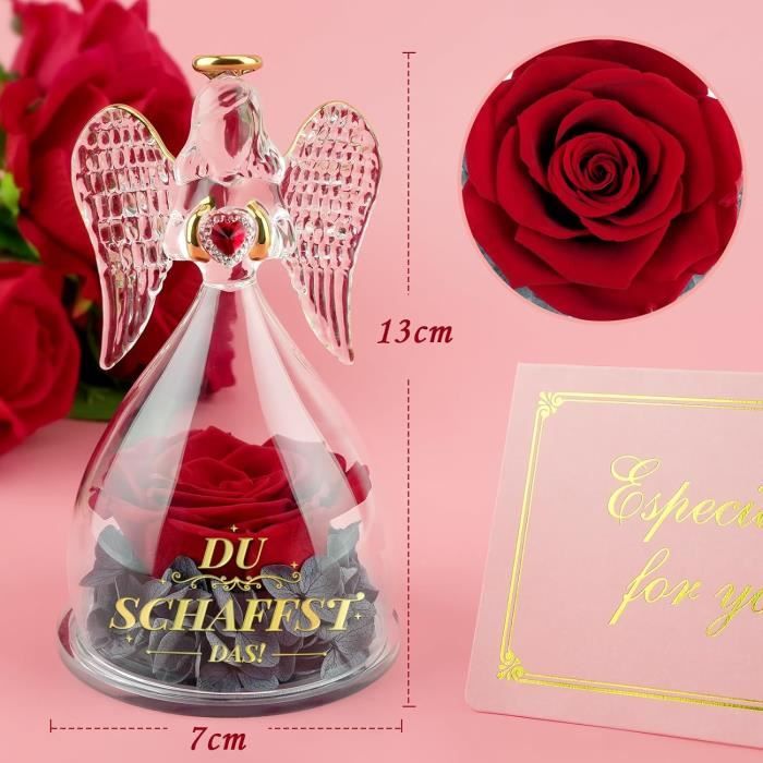 Rose Éternelle sous Ange Gardien Idée Cadeau Femme Original,Fleurs