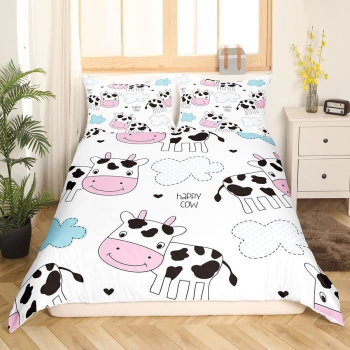 Parure de lit vache noir blanc 3/4 pièces 220x240cm