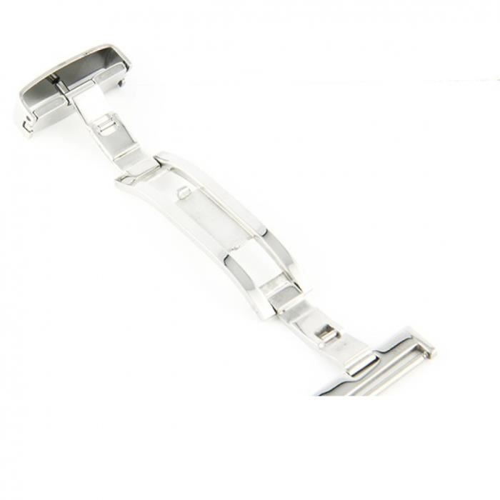 Boucle Déployante Double 20 mm Argenté Boucle montre Bracelet à