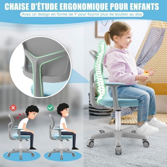 GOPLUS Chaise De Bureau Pour Enfant, Chaise D’Étude Avec Dossier