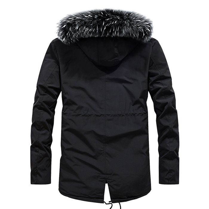 Boutique Hugo Mi Longue Parka Capuche fausse fourrure Fashion Casual Veste Homme Leger Automne Bleu marine Bleu Cdiscount Pret a Porter