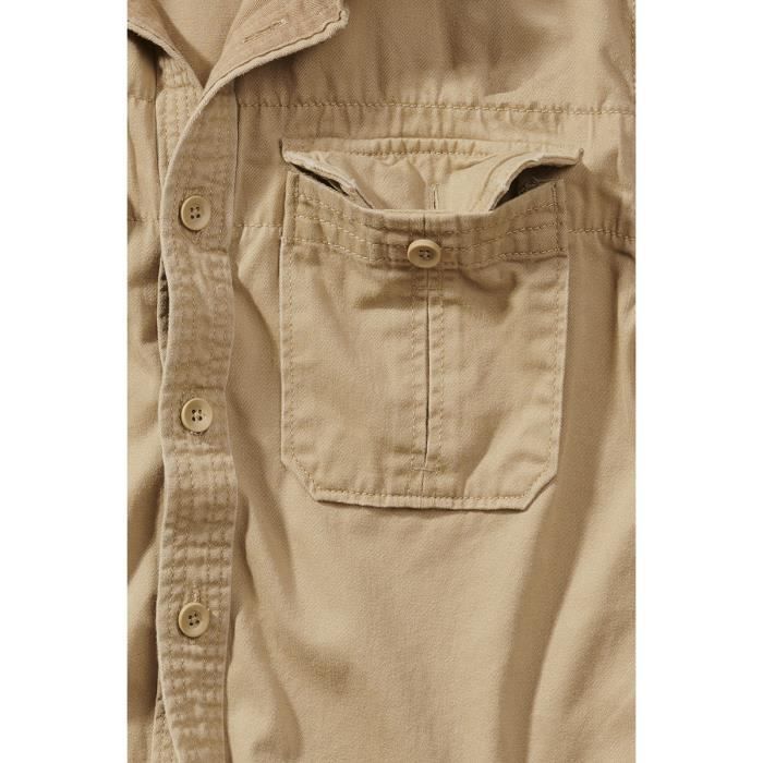 Brandit Chemise Homme à Manches Longues En Velours Côtelé - Style Classique Streetwear