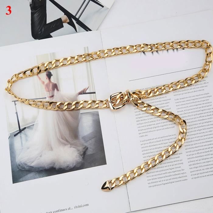 Ceinture avec chaine en metal dore et argente pour femme Accessoires de mode pour robe en jean Argent Blanc Cdiscount Pret a Porter