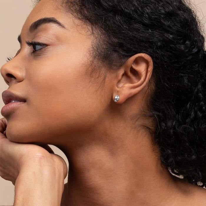Boucles D'oreilles Argent 925 Avec Citrines Et Zircons - Puces, Clous, Neuf Jamais Porté