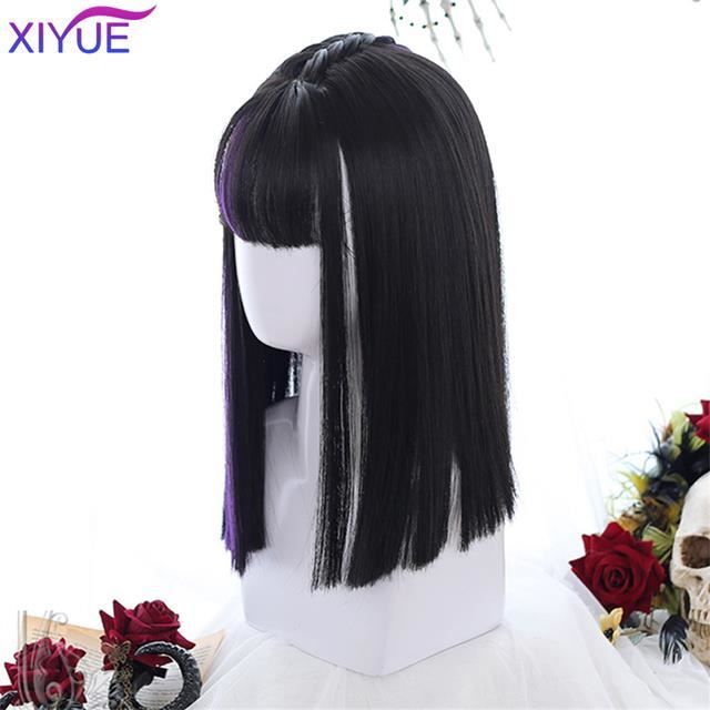 Perruque,n ° 4-Free Gift--XIYUE Perruque Bob Synthétique Courte pour Femme, Cheveux Naturels