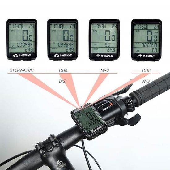 Ordinateur GPS Pour Vélo Sans Fil - Écran LCD 2,4", Autonomie 28h, Rétroéclairage, Compteur Vitesse/distance