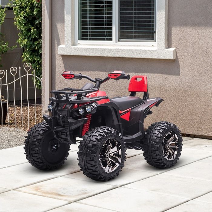 HOMCOM Quad 4x4 Électrique Enfant 12V – 8 Km/h, Phares LED, Son MP3/USB, Siège Dossier, Porte-Bagages, Jaune/Noir, Dès 3 Ans