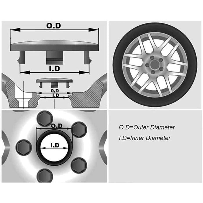 4X Noir 63mm Cache Moyeu Centre Roue Voiture Chrome Wheel Center