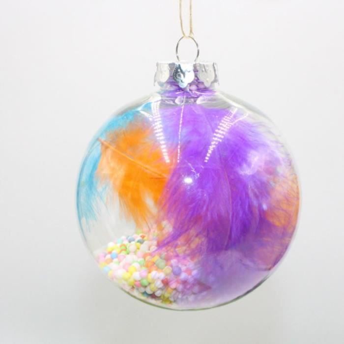 Art mural Noël Led Boule de Noël transparente Pendentif arbre de Noël Décor  de maison brillant