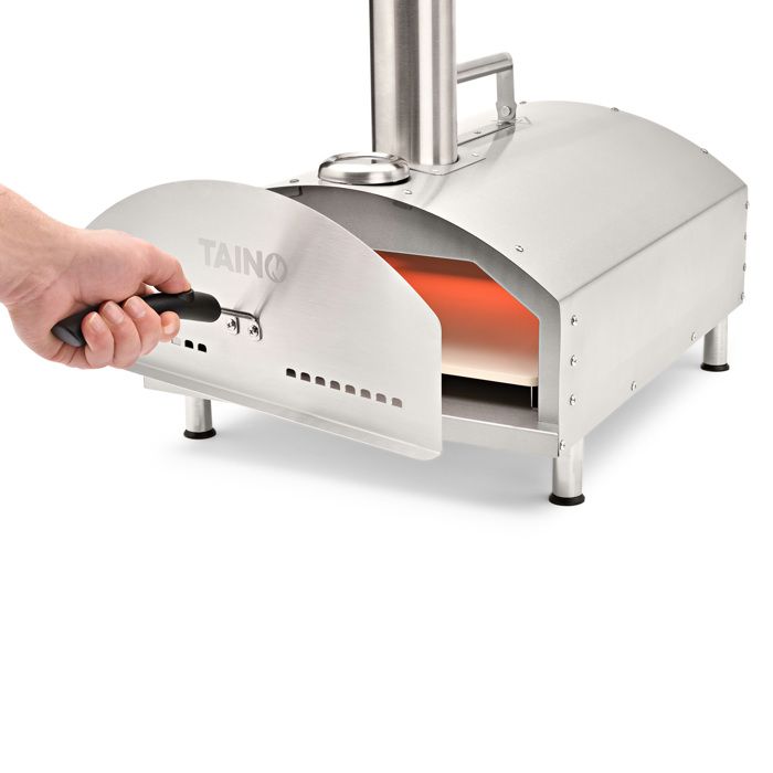 TAINO Four à Pizza Pour Barbecue - Acier Inox Avec Pierre à Pizza Et Pelle - 36x45x12cm