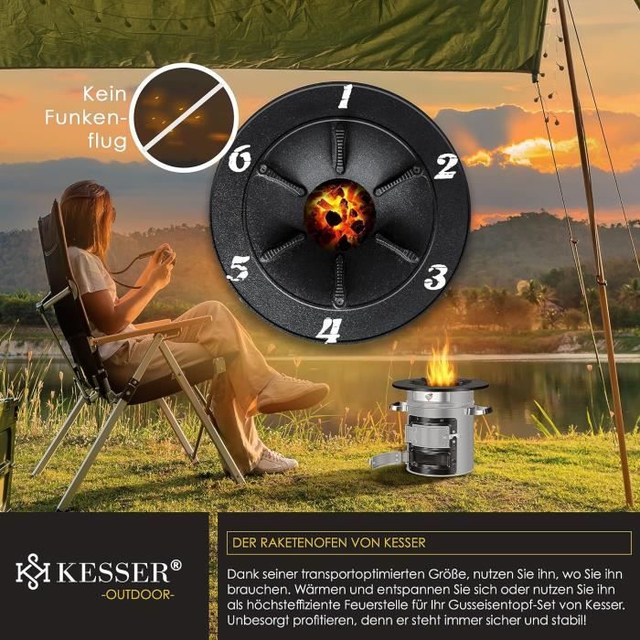 Réchaud Fusée Portable DareSpace à Bois – Cuisson Extérieure Avec Sac – Idéal Camping