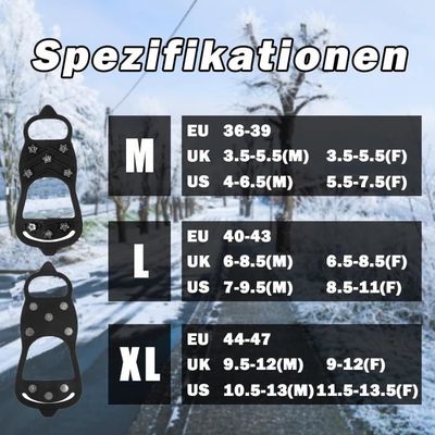 Crampons Neige Crampons Antidérapants Hiver - 5 Pointes Acier - Neige/Glace Crampon Pour La Neige