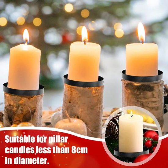 8 Bougeoirs Métal Noir Pour Couronne Avent - Support Bougie Avec Pic - Décoration Noël DIY