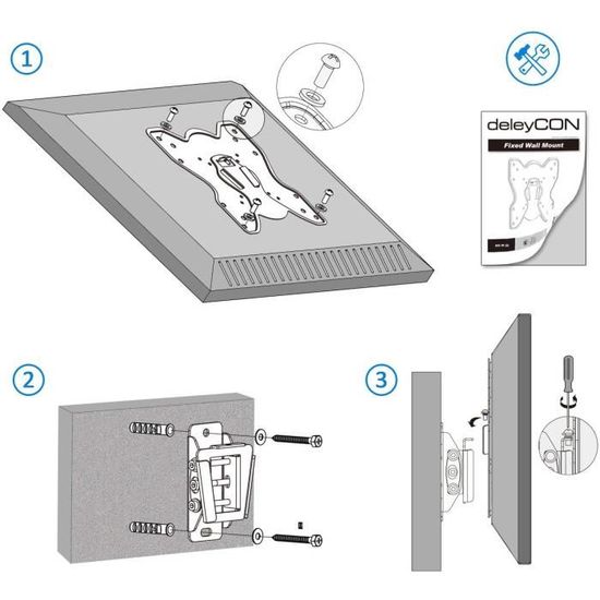 Support Mural TV Universel DeleyCON - Pour Écrans 17 à 47" (30kg Max) - Inclinaison Réglable - VESA 200x200