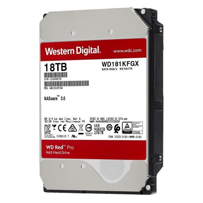WD Red™ Pro - Disque dur Interne NAS - 18To - 7200 tr/min - 3.5  (WD181KFGX) - Cdiscount Informatique