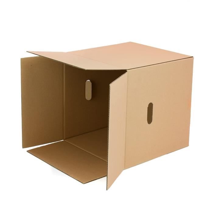 Lot de 10, 20 ou 25 boites en 60x40x40 cm pour déménager, envoyer, ou  stocker. Cartons haute résistance 20 kg avec poignées intégrées adaptées au  port de charge lourde. (10) : : Bricolage