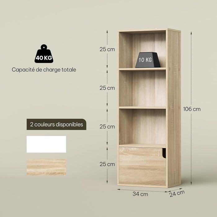 Bibliothèque 3 Niveaux 9 Compartiments KOMFOTTEU – Étagère Bureau Gris Foncé Avec Portes Magnétiques, Rangement 90×29×90 Cm