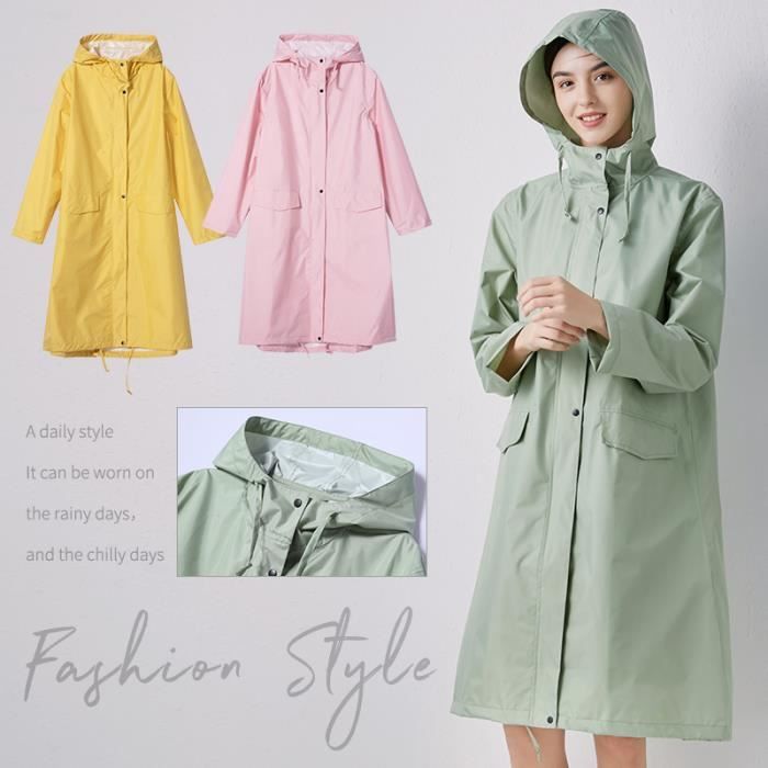 Manteau De Pluie Imperméable Pour Femme - Long Trench Pour Femme - Couleur Unie - Imperméable Et Coupe-vent - Veste Coupe-vent Décontractée Avec Poches - Respirant - Fermeture éclair Intégrale, Bleu