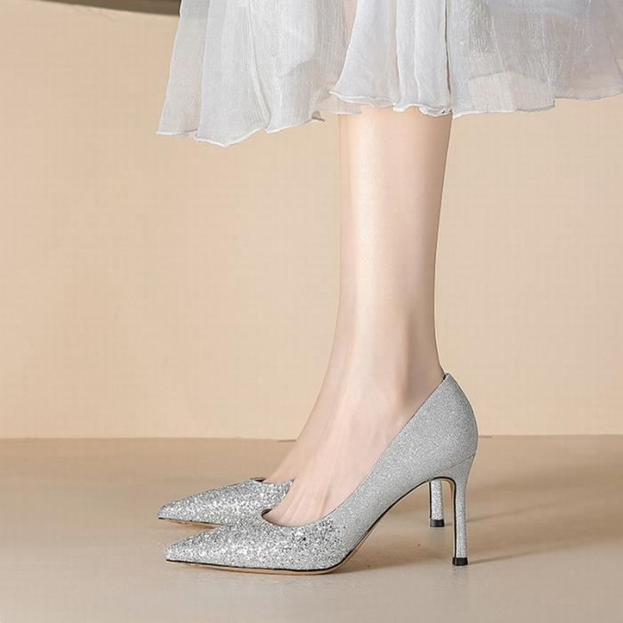 Sandales Talons Chaussures Stiletto Pas Cher Escarpins Blancs