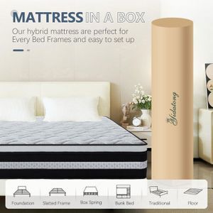 Matelas Hybride 29 Cm Mémoire De Forme Et Ressorts Ensachés - Surmatelas Intégré, 3 Zones Confort - 160x200 Cm - 8