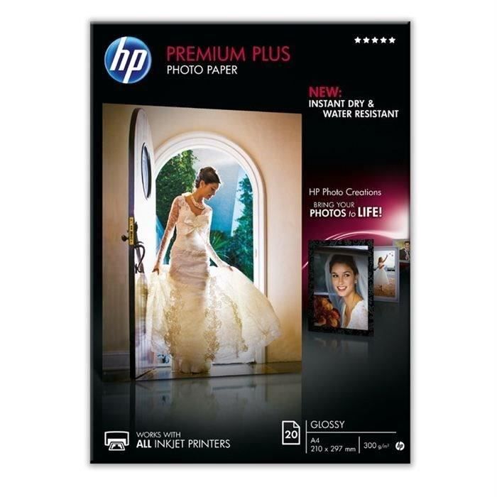 Papier photo HP Premium Plus, brillant, 300 g/m2, A4, 20 feuilles (CR672A)
