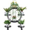 Etagere Plante Interieur Exterieur en Metal Pour Pot de Fleurs Orchidee avec Roulette Pour Jardin Balcon Terrasse - 33x73x79cm-0