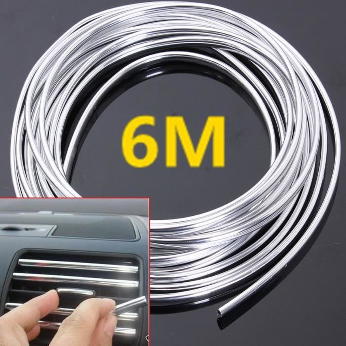 6m noir edge guard 6mm bande autocollante moulage garniture décorative de protection