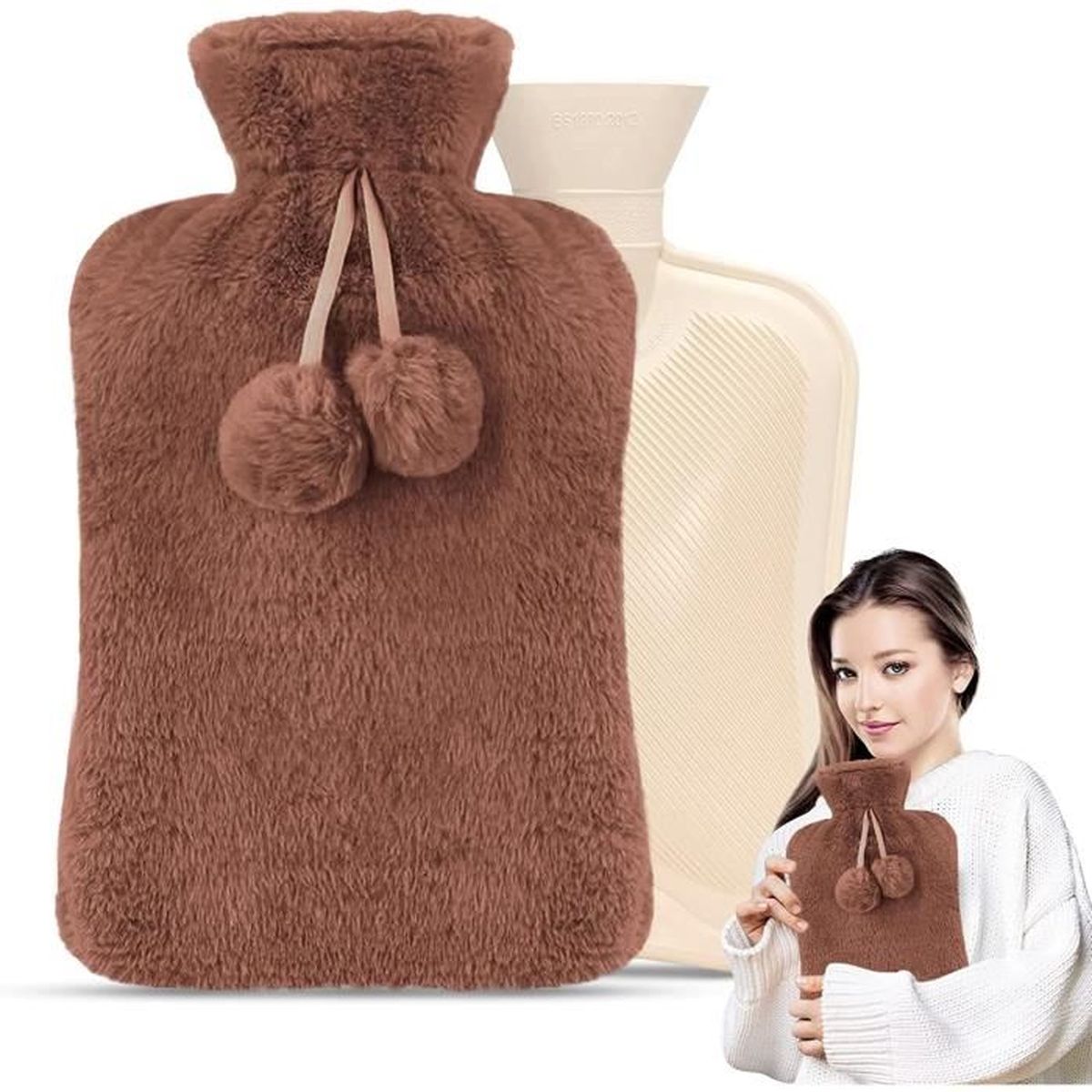 Bouillotte Eau Chaude,2L Bouillotte Peluche Eau Chaude grande bouillotte eau chaude Bouillotte