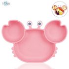 FOOTIER Assiette BéBé Ventouse, Assiette BéBé En Silicone Avec 3 Compartiments, Lavable Au Lave-Vaisselle Et Au Micro-Ondes(Rose)