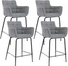 WAHSON OFFICE CHAIRS Wahson Tabouret de Bar Lot de 4 Chaise de Bar en Tissu, Chaise Haute de Bar avec Repose-Pieds, Tabouret de Bar pour Cuisine, Gris